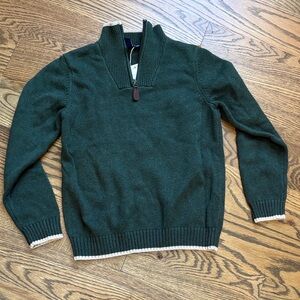 Janie and Jack Deep Green Quarter Zip Sweater, 7